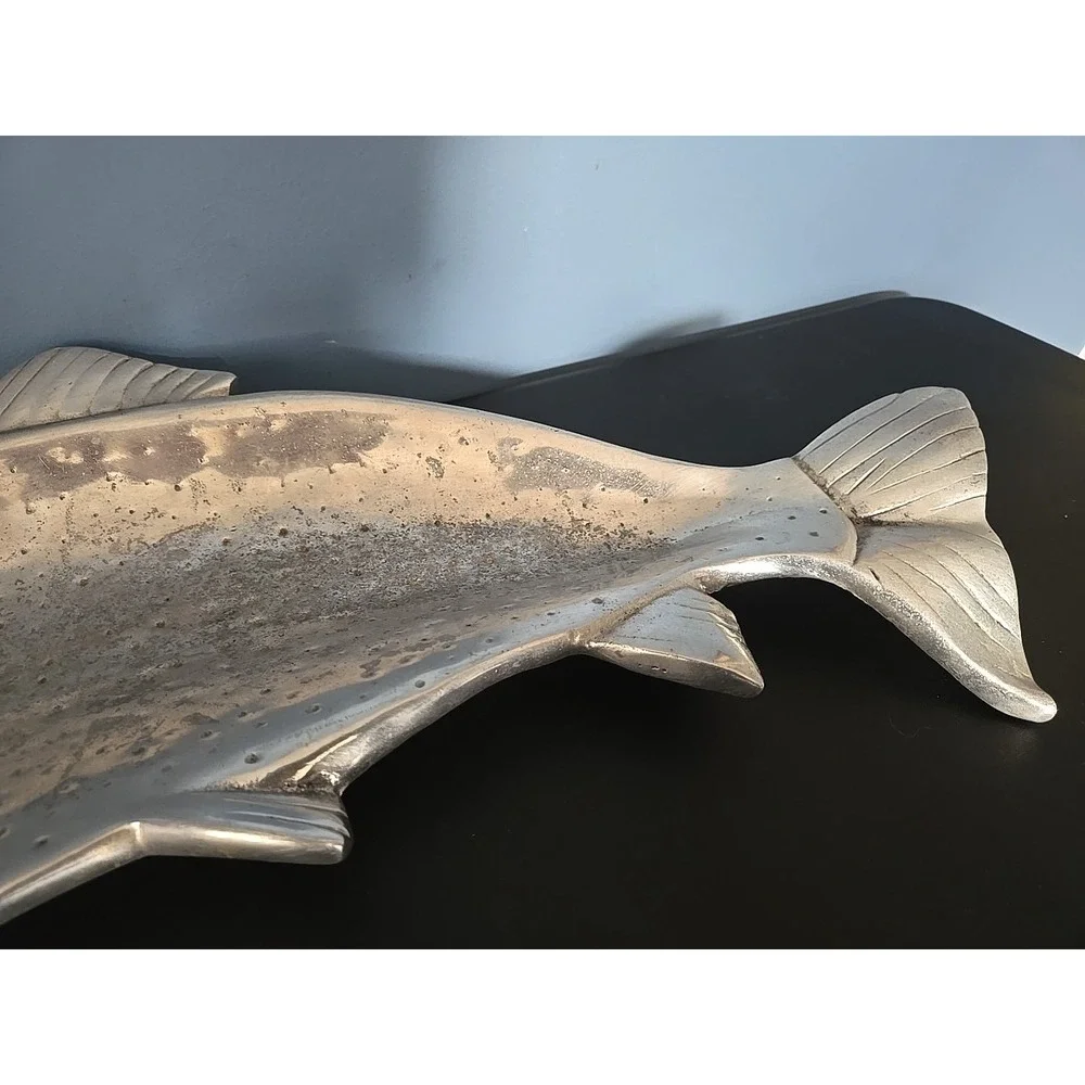 Vtg Trout Fish Large Aluminum Platter Tray Bruce Cox ?